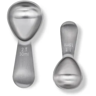Doosu Kaffeelöffel Portionierer aus 18/8 Edelstahl, 15 & 30ml Messlöffel mit Kurzem Griff, Kaffeedosierlöffel Dosierlöffel für Kaffeebohnen Proteinpulver und Kaffeepulver (2er Set, Silber)