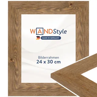 WANDStyle Bilderrahmen 24x30 Eiche, Landhausstil Bilderrahmen Holz, hochwertiger Holzbilderrahmen, Posterrahmen zum Aufhängen, Rahmen 30x24 cm, Fotorahmen H780 - Made in Germany