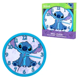 Disney Stitch Wanduhr, Klassisches Geräuschloses Rundes Design, Kinderuhr, Kinde