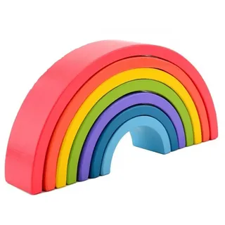 Jouéco Holz Regenbogen Stapelturm 7-teilig Montessori Spielzeug