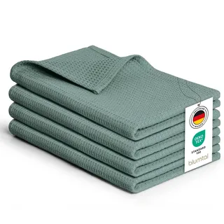 Blumtal Blumtal® Geschirrtücher Frigg 4er-Set, 50/70 cm, grün - Textil - Quadratisch - 30x30 cm - Reach , Heimtextilien, Geschirrtücher - Schürzen, Geschirrtücher