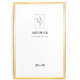 Artower® Bilderrahmen Gold Metall Dünner Rahmen für 20 x 30 cm | Posterrahmen Groß Collage | Picture Frame Metal 20x30 cm | Aluminium Schmal Bilderrahmen | Gold Poster Rahmen