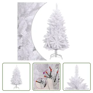 The Living Store Künstlicher Weihnachtsbaum Klappbar mit Ständer Weiß 120 cm - Weiß