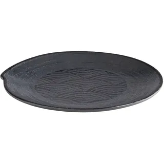 APS 84908 Teller DARK WAVE, Ø 22 cm, Höhe 2 cm, Melamin, schwarz/Wellendekor