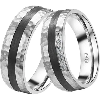Trauring DOOSTI "Schmuck Geschenk Edelstahl Trauring Ehering Partnerring LIEBE" Gr. 62, schwarz (edelstahlfarben, schwarz), Fingerringe, Damen, 62,mit Zirkonia, Carbon Edelstahl, 7mm, Carbon, Edelstahl, Trauring, wahlweise mit oder ohne Zirkonia