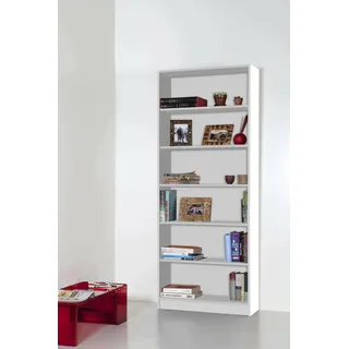 Dmora - Bücherregal Sibuyan, Büroregal, Mobiler Buchhalter, Bibliothek, Made in Italy, 80x28h201 cm, Weiß