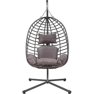 [en.casa] Hängematte, Kandsvas mit Gestell 198x110x95 cm Grau