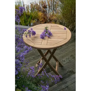 Gardenson Gartentisch , Teakfarben , Holz , Teakholz , rund , 70x75x70 cm , klappbar, platzsparend , Holzmöbel, Holztische, Gartentische Holz