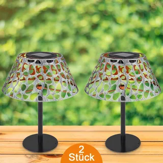 Solarleuchten Garten Tischleuchte 2er Set Solarlampe Terrasse LED Solar