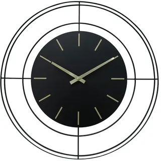 Mobili Rebecca Rebecca Mobili Wanduhr Schwarz Gold Metall, Analog 50 cm