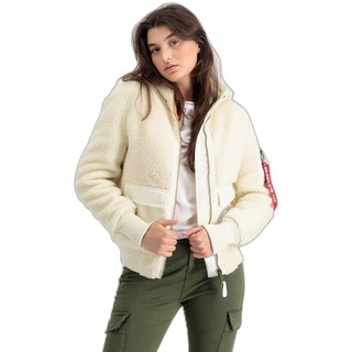 Alpha Industries Zip Hood Teddy Wmn Fliegerjacke für Damen Off White