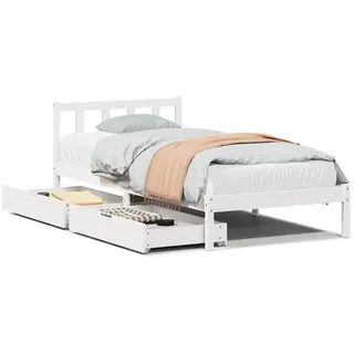 vidaXL Massivholzbett ohne Matratze Weiß 100x200 cm Kiefernholz - Weiß