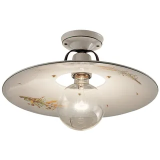 Klassische Deckenleuchte Bologna Metall und Keramik Schwarz beschattet Kupfer 40Cm 1 Licht E27 - Weiß