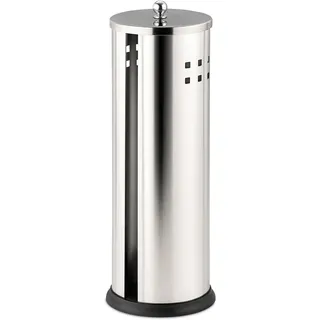 Relaxdays Toilettenpapier Aufbewahrung, 3 Rollen, HxD: 37 x 14,5 cm, Edelstahl, Reserverollenhalter stehend, Silber