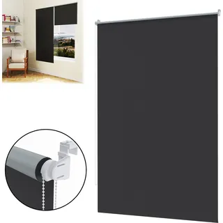 YUENFONG Verdunkelungsrollo Thermorollo Seitenzugrollo Seitenzug Klemmrollo ohne Bohren Klemmfix (70 x 160 cm, Anthrazit) - Grau