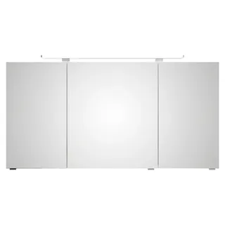 Saphir Badezimmerspiegelschrank »Serie 4010 Badezimmer-Spiegelschrank inkl. LED-Aufsatzleuchte«, Badschrank 140 cm breit, 3 Türen, 6 Glas-Einlegeböden, inkl Türdämpfer weiß