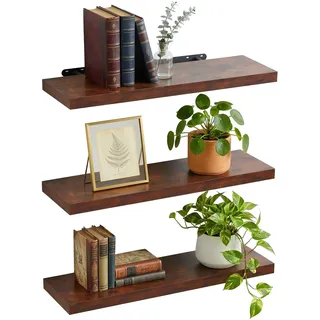 Relaxdays Wandregal 80 x 4 x 23 cm Braun/Schwarz