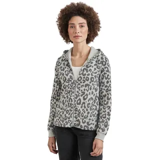 Street One Sweat Hoody Zip JKT w. AOP, Heather Grey Mel., 40