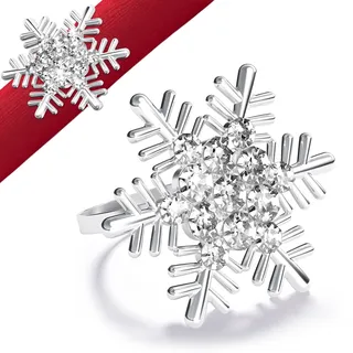 Halatool 8 Stück Weihnachten Serviettenringe Silver Schneeflocke-Design für Weihnachten Hochzeiten Partys Abendessen Feiertage Esstischdekoration Erntedankfest