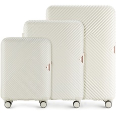 WITTCHEN Reisekoffer Koffer-Set 3tlg Trolley Polycarbonate Hartschalen Trolley 4 Rollen Kombinationsschloss TSA (S+M+L) Weiß