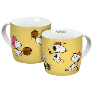 Tasse Peanuts Persistence 300ml, Porzellantasse, Kaffeetasse, Kindertasse, Porzellan, gelb, Gedalabels