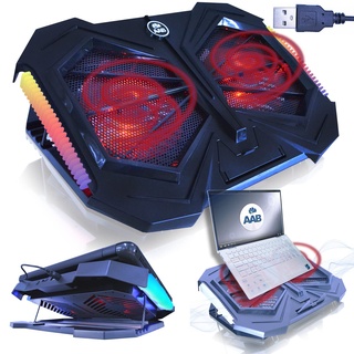 AABCOOLING Mantis - Schneller Kühlvorgang, Leistungsstark, Laptop Ständer mit 2 Lüftern Notebook, RGB LED, Stand, Lüfter, Cooling für Notebooks und Consolen, Unterlage mit Kühler, 4-stufige Winkel