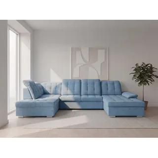 werk2 Wohnlandschaft Polyester U-Form 3-Sitzer Hellblau