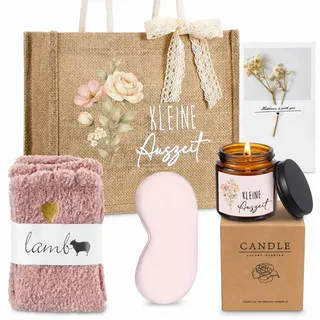 Hestya Kleine Auszeit Geschenkkorb Wellness Geschenk Frauen Auszeit Jutetaschen Duftkerzen Entspannung Rituals Geschenk Geburtstagsgeschenk für Frauen Freundin Mama Schwester Kollegin