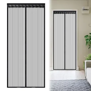 Fliegengitter Balkontür Magnet – Magnetischer Insektenschutz Türvorhang 90x200cm für Balkon- & Terrassentüren, Luftdurchlässiger Insektenschutz Balkontür mit Klettband