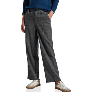 Street One Damen 3716757 Karierte Straight Leg Hose, Black, 44W x 30L