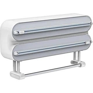 3 in 1 Küchenrollenhalter Magnetisch | Frischhaltefolienspender mit Scharfen Klingen | Folienschneider Ohne Bohren | Praktischer Wandrollenhalter Küche | Alufolienspender und Frischhalte Hängend