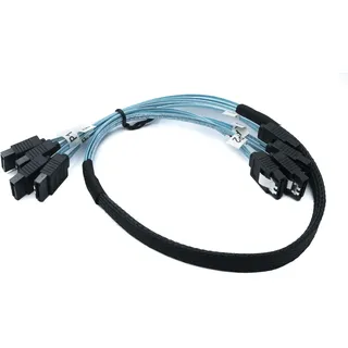 System-S SFF-8087 Kabel 50 cm 4x SATA 7 Pin Stecker zu 4x Stecker Adapter für RAID Festplatte Motherboard