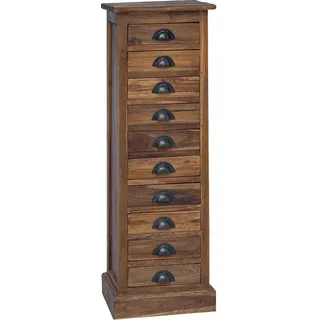 vidaXL Kommode mit Schubladen Natur 35 x 30 x 110 cm Massivholz Teak - Braun