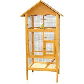 Vogelvoliere HOLZ Voliere Vogelkäfig Vogelhaus Vogel KÄFIG Haus - Braun