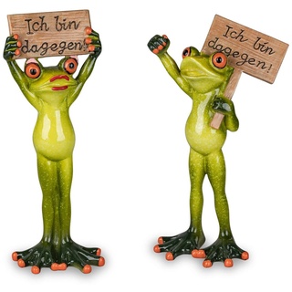 formano 2er Set lustige Frösche Frosch als Demonstrant mit Schild Figur Froschpaar