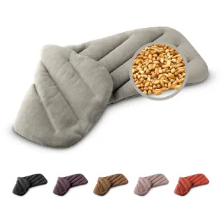 LESCHI XXL Wärmekissen für Mikrowelle (50x20 cm), 100% Bio Baumwolle und Bio Weizen, 8 Kammer Körnerkissen, Grau, anschmiegsames Getreidekissen ideal als Wärmespender für Schulter Nacken Bauch Rücken