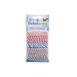 folia Kordeln Deko Klassisch matt weiß -gelb, -rosa, -flieder, -hellblau, -hellgrün 2,0 mm x 5x4,0 m
