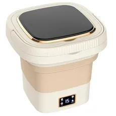 Tragbare Mini-Waschmaschine, zusammenklappbar, mit Schleuder, 9 l, mit 3 Modi mit digitalem Bildschirm von Tmer (Creme)