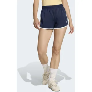 Shorts ADIDAS ORIGINALS "3S SPRNTR", Damen, Gr. L, N-Gr, blau (night indigo, sanftes weiß, normal, gr.), Obermaterial: 97% Polyester, 3% Elasthan, Hosen Shorts, für Erwachsene, mit Gummizug, enger Schnitt