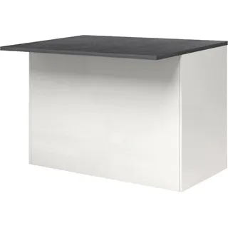 Kücheninsel Daffaticat, 2-türiger Küchenschrank, zusätzlicher Ablagetisch, 100 % Italy, 125 x 90 x 90 cm, glänzendes Weiß und Schiefer - Weiß