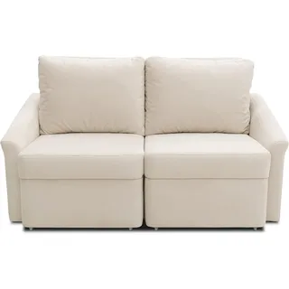 DOMO. collection Sofa Relax, 2-Sitzer Dauerschläfer, Boxspring Couch mit Schlaffunktion, Schlafsessel, Gästebett, Schlafsofa 168 x 96 x 86 cm (BxTxH), Creme
