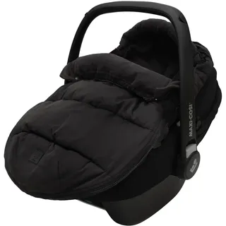 jollein Fußsack Puffed - Schwarz - Für Babyschale Kinderautositz Gruppe 0+ und Kinderwagen - Für 3-Punkt- und 5-Punkt-Gurt