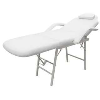 vidaXL Kosmetikstuhl Tragbar Kunstleder 185×78×76 cm Weiß - Weiß