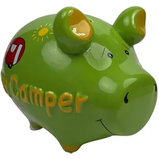 KCG Art Deco Spardose, Spardose, Sparschwein, Outdoor Enthusiasts, Familien, Kinder, Erwachsene, Grün, Keramik