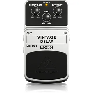 Behringer VD400 Analog-Delay-Effektpedal für E-Gitarre und E-Bass mit True Bucket Brigade-Schaltung für warmes Echo