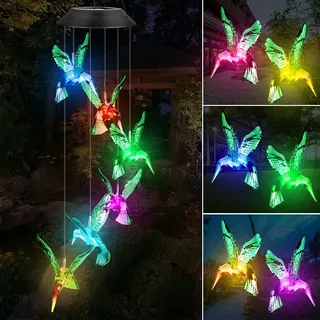 Windspiel Fohil Solar Kolibris Windspiele Außen- / Innendekor Hofdekorationen Memorial Windspiele Mütter/Geschenke für Großmütter/Geburtstagsgeschenke für Mütter