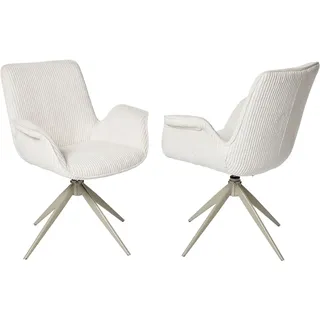 Schalenstuhl JAHNKE "BAT TWIST DUO", sanftes weiß, creme, creme, B:66cm H:85cm T:60,5cm, Polyester, Stühle, Schalenstuhl, 2er Set, drehbar, gepolstert, mit Armlehnen, B:66xT:60,5xH:85 cm