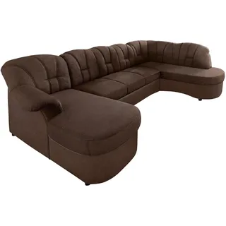 DOMO collection Wohnlandschaft »Flores auch in Leder-Bezug, B/T/H: 293/180/86 cm, U-Form« wahlw. mit Bettfunktion, wahlw. mit Federkern, Unser Dauertiefpreis, braun