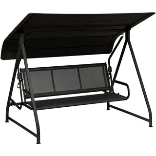 Kettler Hollywoodschaukel , Anthrazit, Schwarz , Metall, Textil , 169x189x228 cm , Rückenlehne umklappbar , Gartenmöbel, Gartenliegen, Schaukelliegen