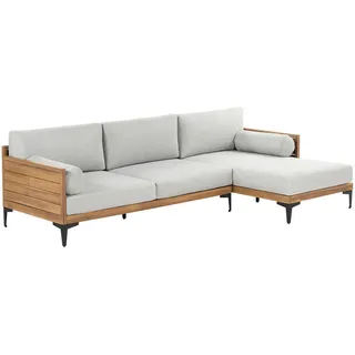 Beliani Garten-Ecksofa 4-Sitzer Grau Cavezzo , Holz , 254x77x150 cm , Gartenmöbel, Loungemöbel, Gartensofas & Loungesofas